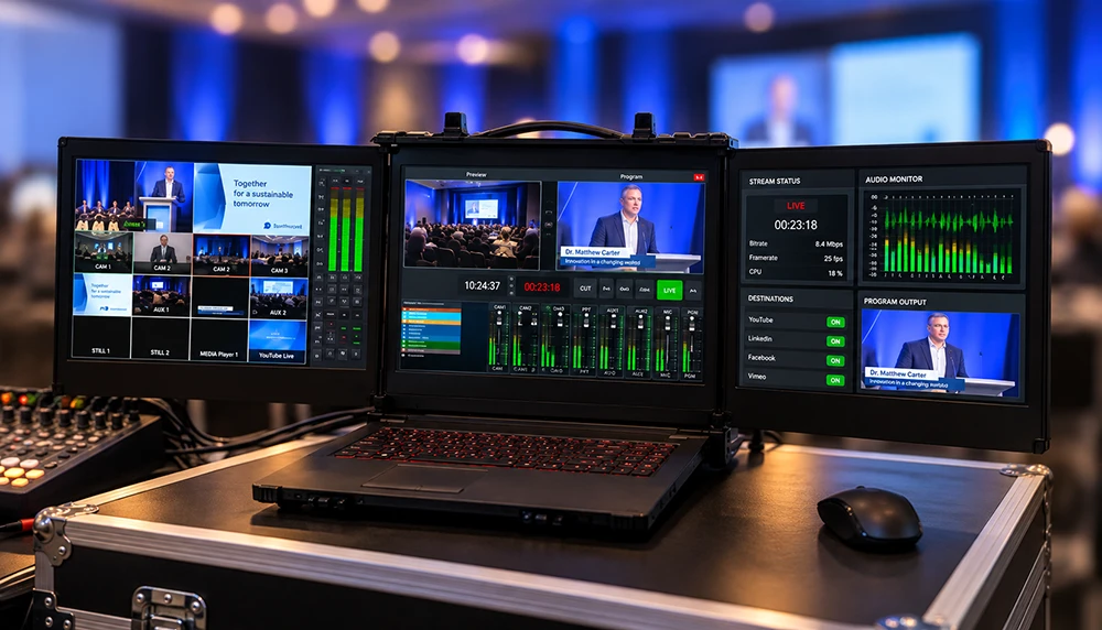 Live-streaming video control room – Compact setup